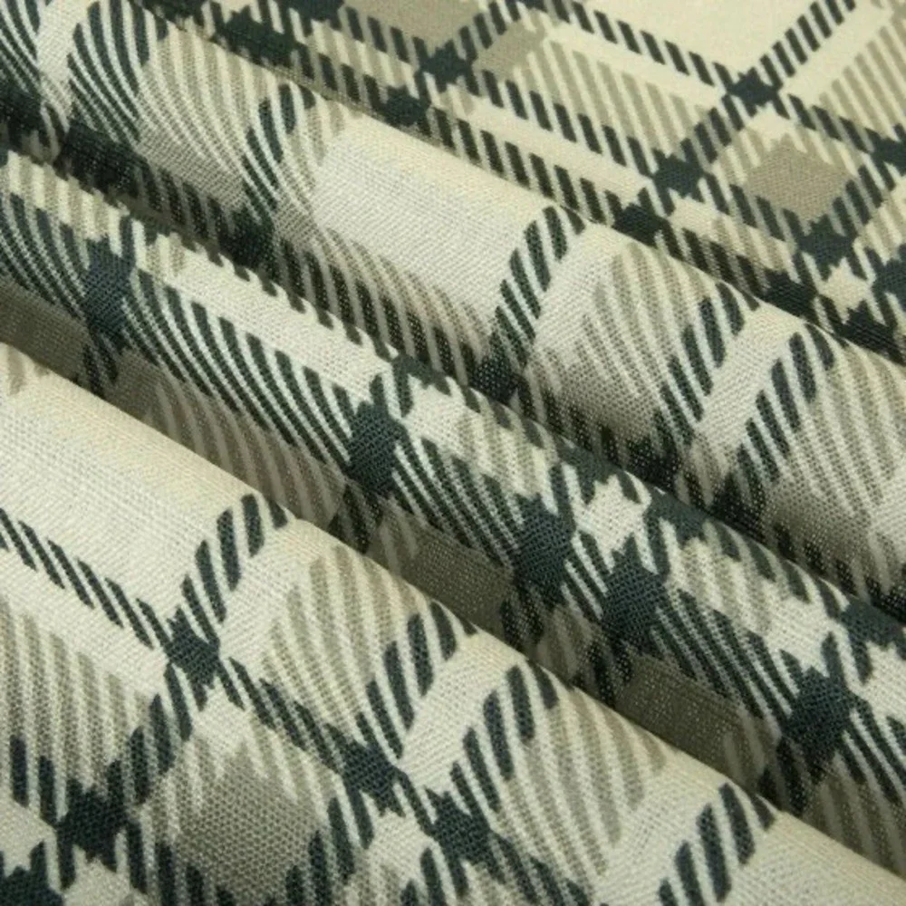 Sara Le Linen Latte Plaid Print Pinch Pleat Curtain Unlined (2)Panels 26